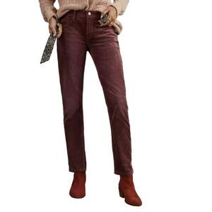 NEW! Pilcro and the letterpress slim boyfriend crop corduroy Wine red pants 28